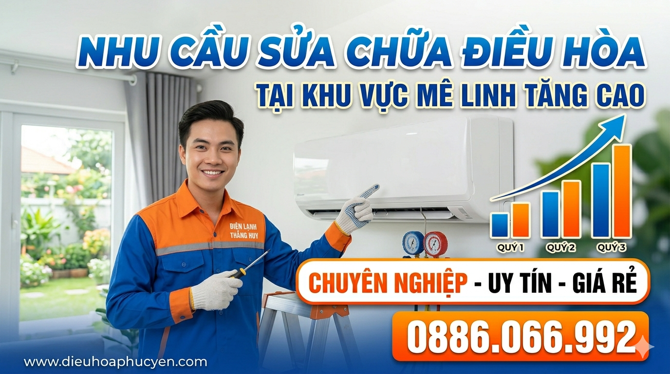 Nhu cầu sửa chữa điều hòa tại khu vực Mê Linh tăng cao